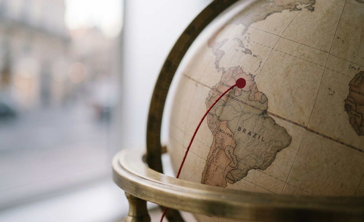 Globo terráqueo con un marcador sobre Venezuela